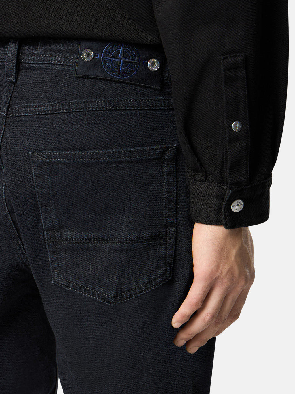 J100007 STRETCH BLACK DENIM-RINSED